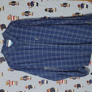 Blue Plaid Columbia Long-sleeve Button-down Shirt Mens XL